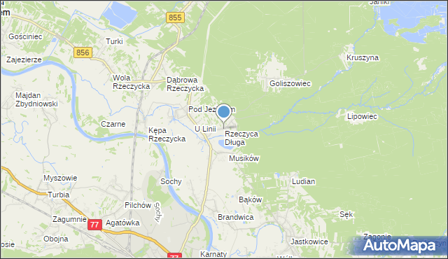 mapa Rzeczyca Długa, Rzeczyca Długa na mapie Targeo